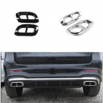 For Merce des Benz GLE350 GLE450 GLC GLS W167 X253 X167 2Pcs Muffler Exhaust Pipe Tail Cover Trim Car Exterior For GLE Sliver