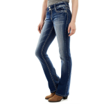 Lopsakad kumerad bootcut teksap&uuml;ksid naistele, keskmise v&ouml;&ouml;kohaga Insta Stretch teksariidest, suurusvalikuga noorte teksap&uuml;ksid XS