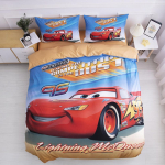 Autode voodipesukomplekt, kahepoolne tekikoti komplekt padjap&uuml;&uuml;riga 2/3 tk, Lightning McQueen tekkikate lastele, laste autode f&auml;nnidele 100x135cm-2pcs