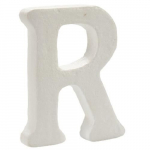 Pincello d&eacute;coration lettre R 12,5 x 2 x 15 cm polystyr&egrave;ne blanc