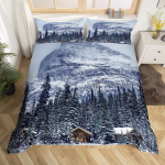 Lumi M&auml;gi Tekikate Komplekt J&auml;&auml;m&auml;gi P&auml;ikeset&otilde;us P&auml;ikeseloojang Voodipesu Komplekt Mikrokiud Talv Looduslik Maastik Tekikate &Uuml;ksik Kuninglik Suurus 150*200cm 3pcs gray