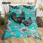 Tekikott Pastoraalne Maastik Loom Kana &Uuml;heinimesevoodi Maapiirkond P&auml;evalill Kukk Tekikott Mikrokiud Rustika Ait Voodipesukomplekt EU Single(135*200cm)3pcs