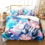 Anime Danganronpa V3 Chiaki Nanami Voodipesukomplekt 3D-tr&uuml;kiga Sobib Magamistuppa Tekikotiga Komplekt Padjap&uuml;&uuml;ridega Kodutekstiil EU Single(135*200cm)3pcs