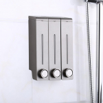 Dispenser 300ml x 3 Chamber- Wall Mounted Shower Soap - Holds Conditioner Gel Grey