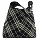 Burberry Suur Must Ruuduline Puuvillane &Otilde;lakott Harjatud Metallist Kinnitusega Naiste kotid 80944761 Basic Set (Bag+Dust Bag)