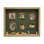 Isetehtud Mini Muuseumi Siluetikarp Valgusega Pere M&auml;lestuste Fotoesitluskarp Komplekt 6 Kuldse Minikujutise, 4 Miniatuurkassi ja 2 Potitaimede Potiga Kassihuvilistele A