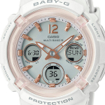 Casio Baby-G BGA-2800SP-7A1JR &ndash; P&auml;ikeseenergial t&ouml;&ouml;tav raadio teel juhitav naiste k&auml;ekell, Kevadine valge
