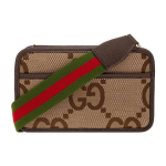 Gucci Jumbo GG Super Double G logo Punane Roheline Web &otilde;larihm L&otilde;uendist Mini ristkorpuseline kott Meeste kotid Pruun 696075-UKMDG-2570 Regular Edition,Basic Set (Bag+Dust Bag)