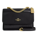 Coach Klare 22 Nimesildiga Klapp-kinnitusega Sile Nahk ja Lakknahast &Otilde;la- v&otilde;i Crossbody Kott V&auml;ikesed Naiste kotid Must CV397-IMBLK Basic Set (Bag+Dust Bag)