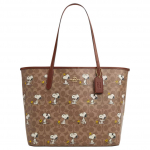Coach X Peanuts Snoopy City 33 Logotr&uuml;kiga kaetud l&otilde;uendist kandekott Naiste kandekott Pruun CBJ89-IMY3O Basic Set (Bag+Dust Bag)