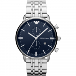 Emporio Armani Gianni XLarge Sinine Roostevabast Terasest H&otilde;bedane Meeste Kvarts Kronograaf K&auml;ekell AR1648 sinine
