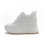 Ehtsast nahast kingad naistele, moekad tossud, platvormtallaga, br&auml;nd, naiste vabaajajalatsid, k&otilde;rgust lisavad 10 cm, must, valge 34