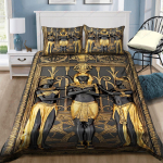 Muistne Egiptus Anubis Tekikott Kuninganna Suurus Egiptuse Kultuur Voodipesukomplekt Vintage Vaarao P&uuml;ramiid H&otilde;imude Disain AU Double(180x210cm)