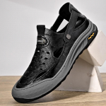 Moodsad meeste nahast sandaalid Suvised meeste kingad Rannasandaalid Mugavad v&auml;li-vabaaja tossud 39 must