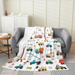Kollane ehitusauto tekk Multikas traktorid autod flanellist visketekid k&otilde;ikideks hooaegadeks lastele poistele ekskavaator diivanitekk 130x150cm