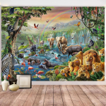 Loomamaailma seinavaip Metsa tiiger elevant kaelkirjak laste toa seinale magamistoa elutoa kaunistused Riputatav kardin 150x200cm(60x80in)