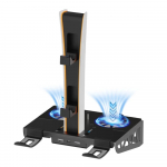 Metallist seinale paigaldatav komplekt PS5/PS5 Slim/PS5 Pro jaoks koos kontrolleri laadimisjaama, jahutusventilaatori ja peakomplekti hoidikuga Playstation 5 jaoks must