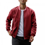 Meeste vabaaja Jacquard Bomber jakid Kerge istuv jope Moodne T&otilde;mblukuga mantli taskud S&uuml;gisesed t&auml;navar&otilde;ivad meestele M veini