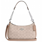 COACH &otilde;lakott Teri 24 klassikaline presb&uuml;oopiline logo crossbody kott, kunstnahk ja ringlussev&otilde;etud nahk, k&auml;ekott, keskmine suurus, naiste stiil hall v&auml;rv