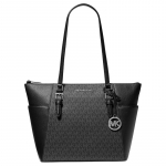MICHAEL KORS &otilde;lakott Charlotte presb&uuml;oopiline kiri LOGO suure mahutavusega l&otilde;uend pol&uuml;uretaan kandekott kandekott ostukott tavaline naiste must must