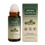 Orgaaniline riitsinus&otilde;li rullikuga ja roosakvartsist rullikuga, K&uuml;lmpressitud keha- ja juukse&otilde;li (50ml) 1PCS