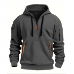 Kevadine ja s&uuml;gisene meeste kampsun, kapuuts, t&otilde;mblukk, mitme taskuga pullover, meeste sportlik vabaaja jope S tumehall v&auml;rv