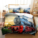 Rong Tekikate T&auml;issuurus Poistele Aurumasina Voodipesukomplekt Mikrofiiber 3D Raudteeliikurid Tekikate Lastele Teismeliste Toa Dekooriks 70x133cm 3pcs