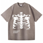 Retro Pestaudusega Vintage T-s&auml;rk Naiste Streetwear Blsack Topid Skeleti Prindiga Grunge Gooti &Uuml;lem&otilde;&otilde;tmeline T-s&auml;rk Streetwear Naiste T-s&auml;rk S