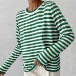 Kevad Suvi Triibuline Kootud Kampsun Naiste &Uuml;mmarguse Kaelusega Klassikaline Retro L&otilde;tv Pullover Mugav Mitmek&uuml;lgne Aluskiht Pealmine L white