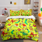 Grinch'i P&uuml;hade Pahanduste Paraad Voodipesukomplektid Tekikotid Padjap&uuml;&uuml;rid(1* Tekikott 2* Padjap&uuml;&uuml;ri (ilma t&auml;idiseta)) 135x200cm yellow