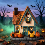 Vintage Valgustusega K&otilde;rvitsamaja Halloweeni Kaunistus LED S&uuml;gisene K&uuml;la K&auml;sitsi Maalitud Vaik Lauapealne Keskpunkt Soe Valgus S&uuml;gisene Minivalgustusega Maastik oranž