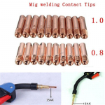 10tk MB-15AK M6*25mm MIG/MAG keevitusp&otilde;leti kontaktotsik gaasiotsik 0,8/1,0 mm 1.0mm by 25mm kuld