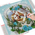 T&auml;is&uuml;mmargune teemantmaal, religioon, teemanttikandid, 5d teemantmosaiigist kivipilt 30x30
