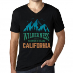 Meeste vintage T-s&auml;rk Graafiline T-s&auml;rk V kaelusega Wilderness California Deep Black XS must