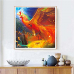 Huacani 5D DIY Daimond maal Punane F&ouml;&ouml;niks T&auml;is&uuml;mmargune teemanttikandid Loomad Mosaiik Kodukaunistus Full Round 20*20 cm