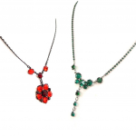 Les Tr&eacute;sors De Lily [K7271] - 2 colliers cr&eacute;ateur 'Sissi' rouge vert mitmev&auml;rviline
