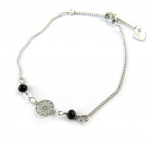 Les Tr&eacute;sors De Lily [N8873] - Bracelet 'Carmen' noir argent&eacute; must