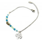 Les Tr&eacute;sors De Lily [P4906] - Bracelet acier 'Arbre de Vie' bleu argent&eacute; t&uuml;rkiissinine