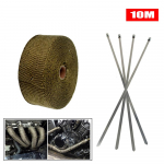10M Premium Heitgaasi Soojusm&auml;his Kollektori M&auml;his Titanium Lava Fiber Thermal Heat Wrap + 4 tk Sidemed 1910T