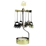 Les Tr&eacute;sors De Lily [R0556] - Bougeoir carrousel m&eacute;tal 'Train &agrave; Vapeur' dor&eacute; - 16x6. 5 cm kuld