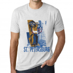 Meeste Vintage T-s&auml;rk Graafiline T-s&auml;rk ST. Peterburi elustiil Vintage valge 3XL anti-flash valge v&auml;rv