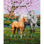 5D DIY teemantmaal valge ja pruun hobused tikandid ristpistes kivimosaiik kodukaunistus 20X30CM