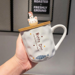 Net Red Korean Ins Armas ja armas multikas keraamiline kruus Paari joogitass Kohvipiimatops kaanega ja lusikaga One size