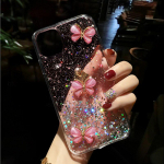 Bling Glitter Pearl liblikas pehme silikoon&uuml;mbris iPhone 12 11 Pro Max XR X XS 6s 7 8 Plus &uuml;mbris samsung Galaxy S8 S9 S10 S20 A32 A52 A50 A72 jaoks for iphone 6 6s roosa