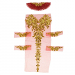 1 komplekt, must t&uuml;ll, kuldne litritega tikandiga pitskangas Tutt Royal Noble pulmakleit, aplikatsiooniga plaasterlik krae kleit isetegemise teel