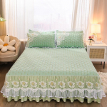 Voodipesukomplekt &Uuml;hev&auml;rviline pestud tepitud voodi seelik pits pits Princess voodikate Kaitsev kate libisemiskindlalt paigaldatud 2pcs Pillowcase