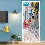 3D uksekleebis Roheline palmitaimede tapeet Isekleepuv sissep&auml;&auml;s Kodu Magamistoa Dekoratiivsed vin&uuml;&uuml;lid Abstraktsed jooned Lavastuse plakat 90x200cm(Cut 2 pcs)