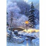 5D DIY Teemantmaaling Talvine lumemaastik maastik t&auml;is&uuml;mmargune teemantkingitus ristpistes komplekt Mosaiik seinakunst Kodukaunistus Full Round 60x90CM