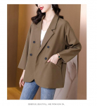 Kevads&uuml;gisene moedisain Naiste lahtised jakid ja mantlid, pikkade varrukatega kaherealised naiste must bleiser M must