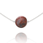 Les Tr&eacute;sors De Lily [R5967] - K&auml;sit&ouml;&ouml;na valmistatud h&otilde;bedane kaelakee  Mineralia  h&otilde;bepunane jaspis - 10 mm punane
